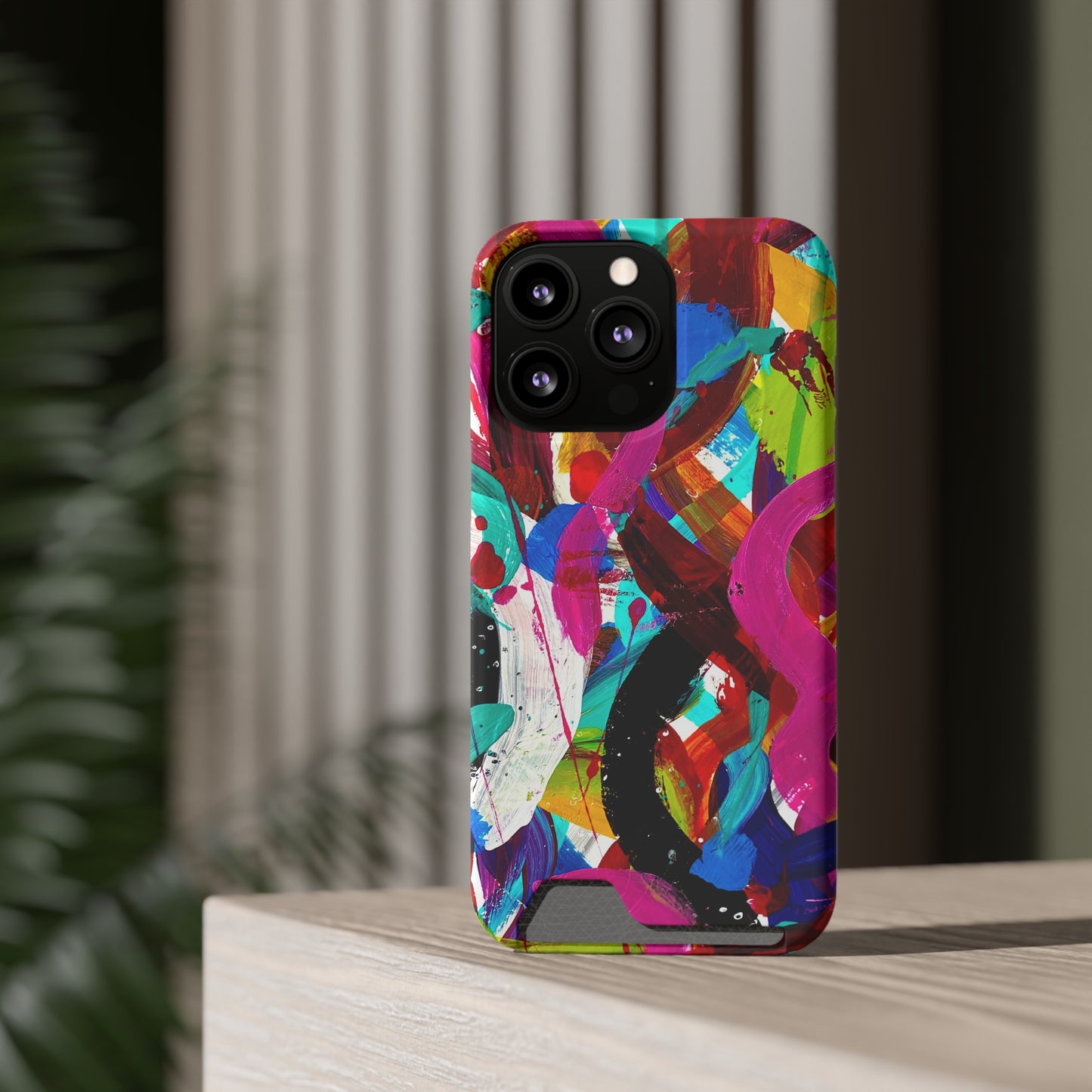 Abstract Art Phone Case With Card Holder